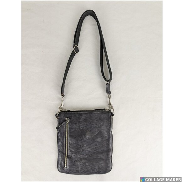 Coach Black Leather Top Zip Crossbody Handbag Purse Snap Pocket - Picture 2 of 11